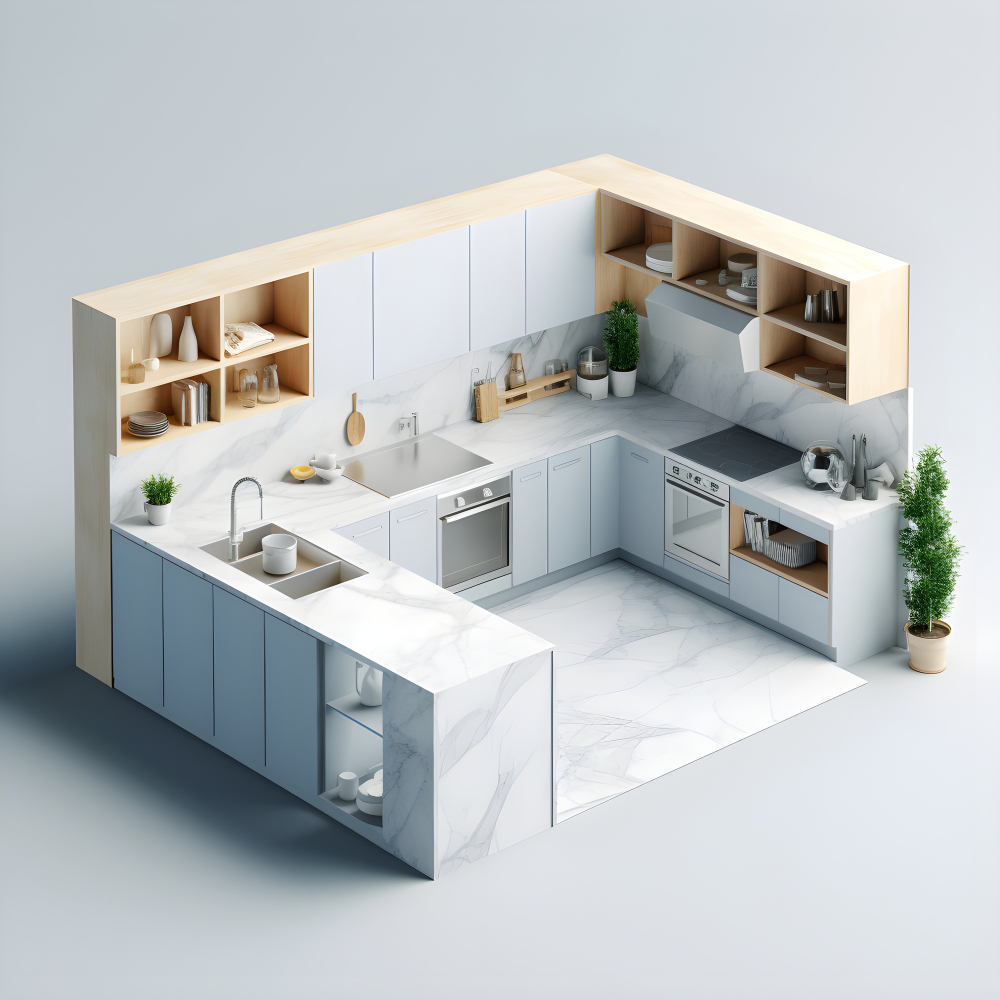تصميم مطبخ على شكل حرف U